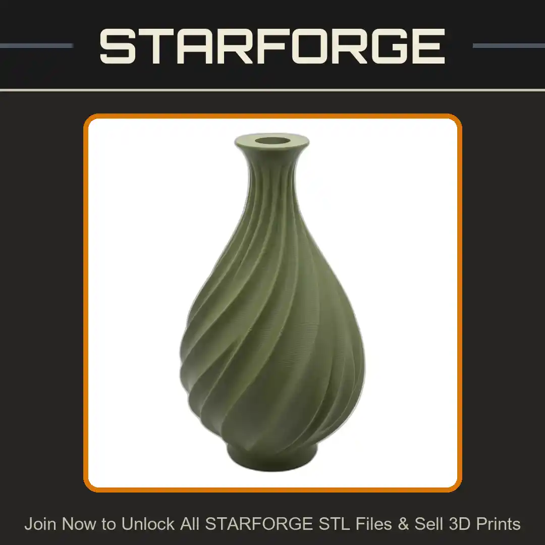 Curved Spiral Vase Design Elegant Swirl Pattern Planter Plant Pot - 3D Printable STL File