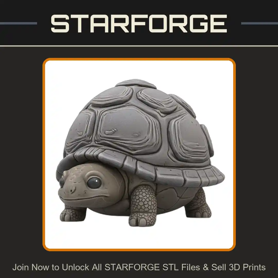 Cute Adorable Baby Tortoise Figure with Detailed Shell Texture - 3D Printable STL File