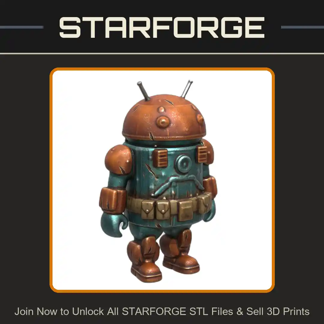 Cute Android Robot Toy Figure With Antennae And Rounded Features - 3D Printable STL File