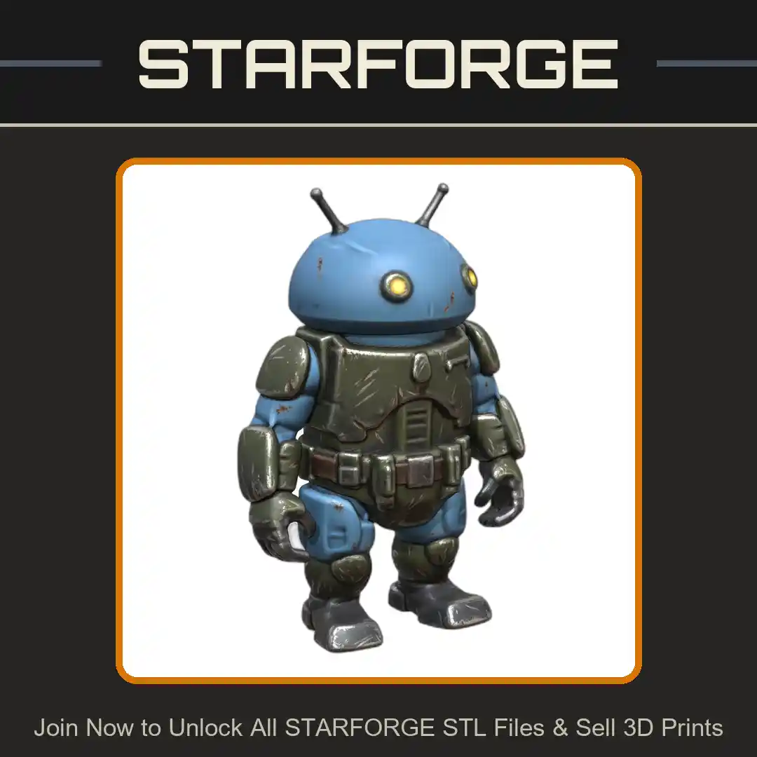 Cute Android Robot with Antennae and Armor Suit - 3D Printable STL File