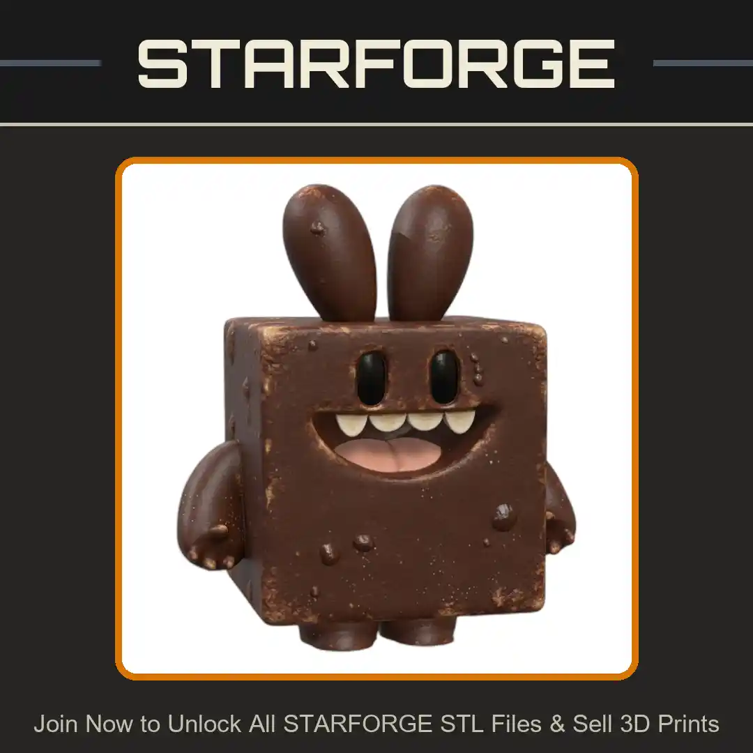 Cute Brownie Monster with Rabbit Ears Figurine Cute Things - 3D Printable STL File