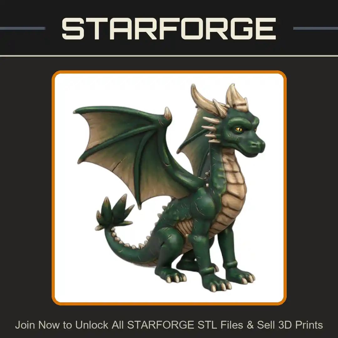 Cute Cartoon Dragon with Big Grin Figurine - 3D Printable STL File