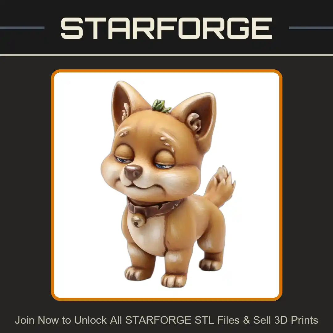 Cute Cartoon Style Dog with Adorable Chubby Cheeks - 3D Printable STL File