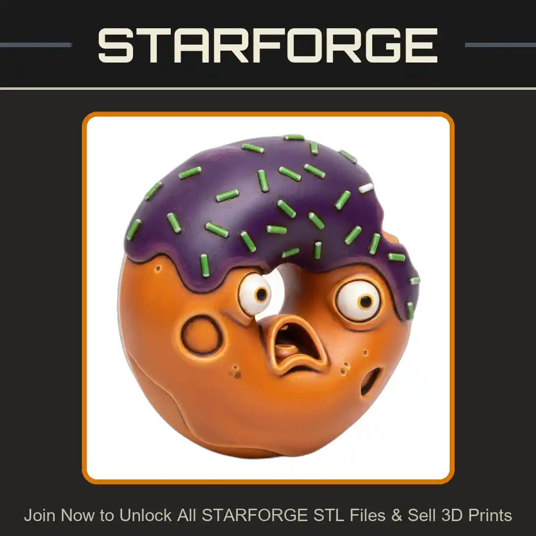 Cute Halloween Cute Cartoon Donut Face Sprinkles Surprised Expression - 3D Printable STL File