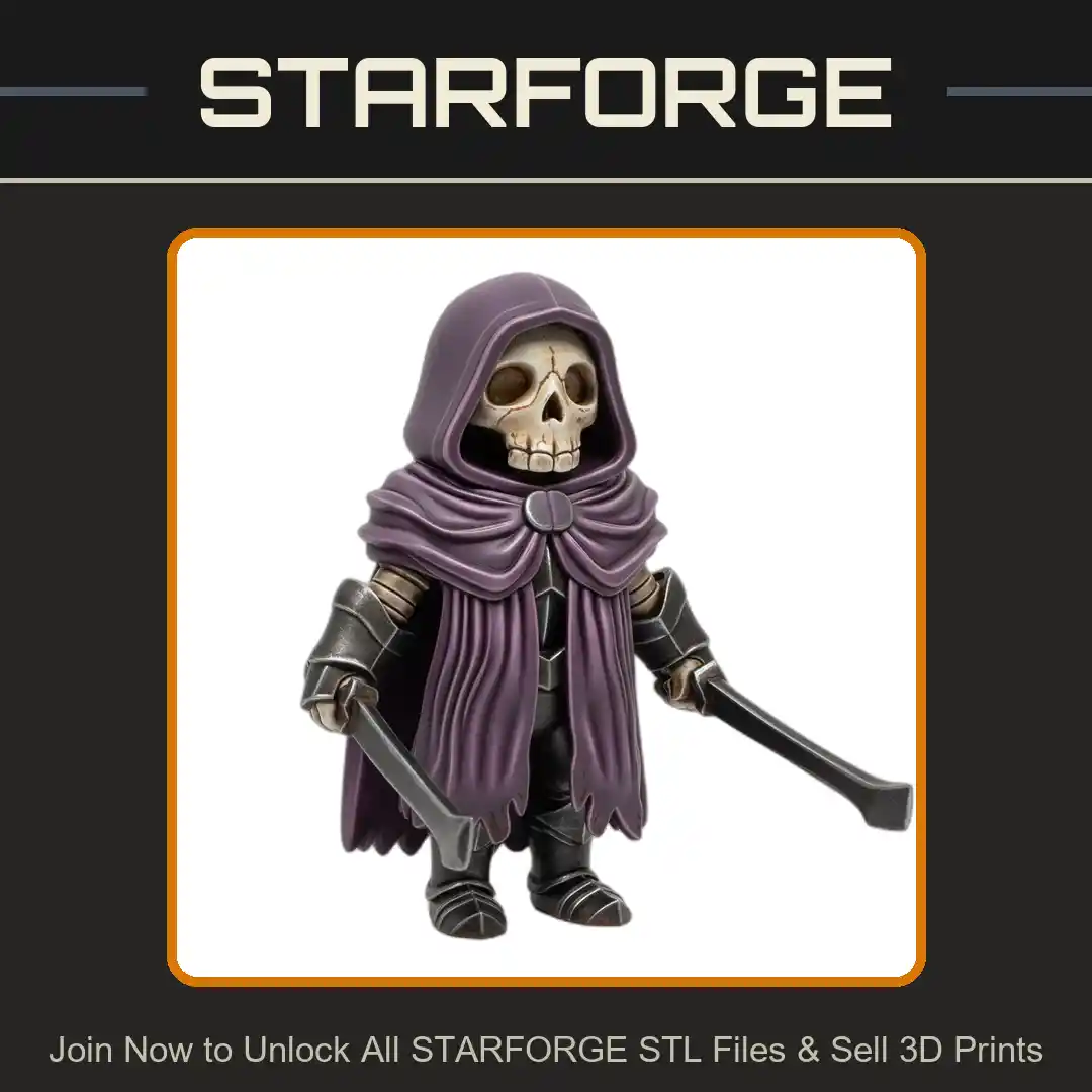 Cute Halloween Skeleton Warrior Dual Swords Hooded Cloak Armor Cute Style - 3D Printable STL File