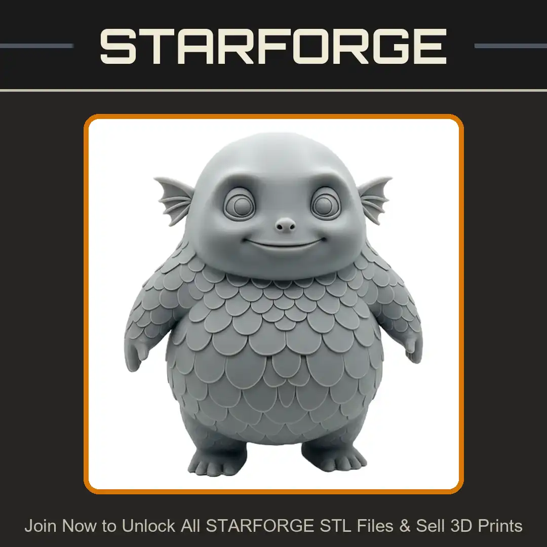 Cute Scaled Fishman Deep Sea Monster Chibi Webbed Fin Ears Large Eyes Chubby Amphibian - View 1 of 2