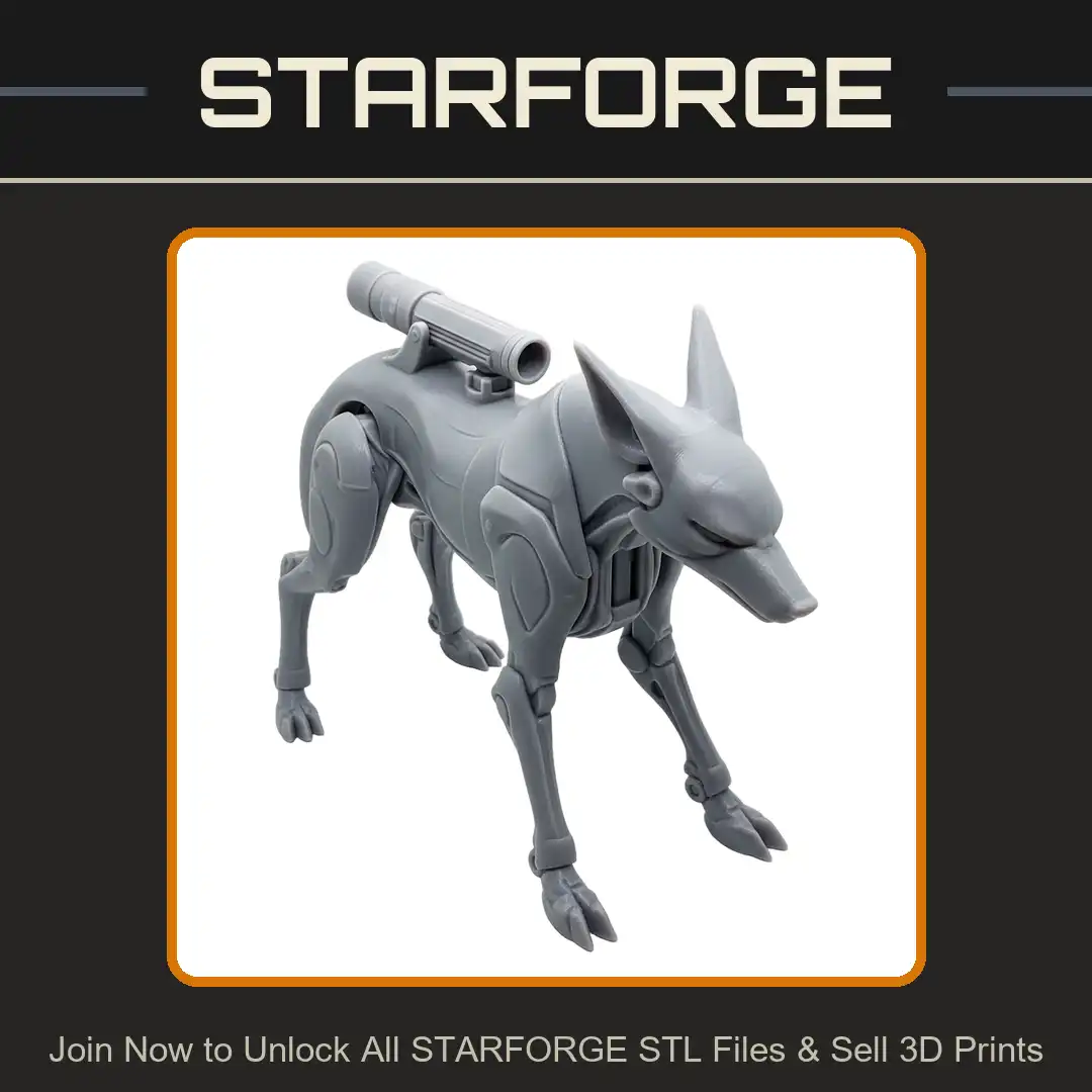 Cybernetic Armored Mechanical Wolf Robotic Hound Dog Back Mounted Laser Cannon Scout - View 1 of 2