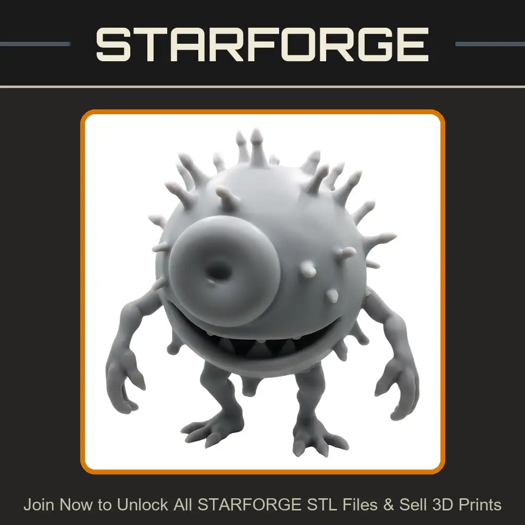 Cyclops Monster Sphere Grinning One Eye Creature Horned Bipedal Spiked Claws Fangs - View 1 of 2