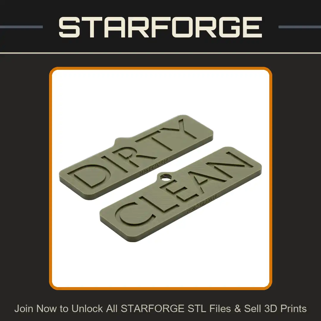 Dirty Clean Debossed Dishwasher Sign Indicator Kitchen Laundry Washing Machine Tag - 3D Printable STL File