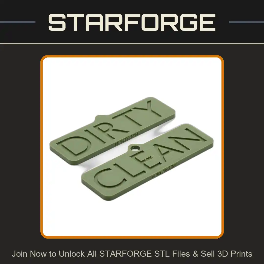Dishwasher Clean Dirty Sign with 8mm x 2mm Magnet - 3D Printable STL File