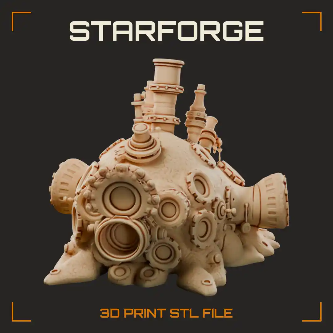 Domed Brass Pipe Fungus Monster with Porthole Vents Smokestacks and Root Tendrils - 3D Printable STL File