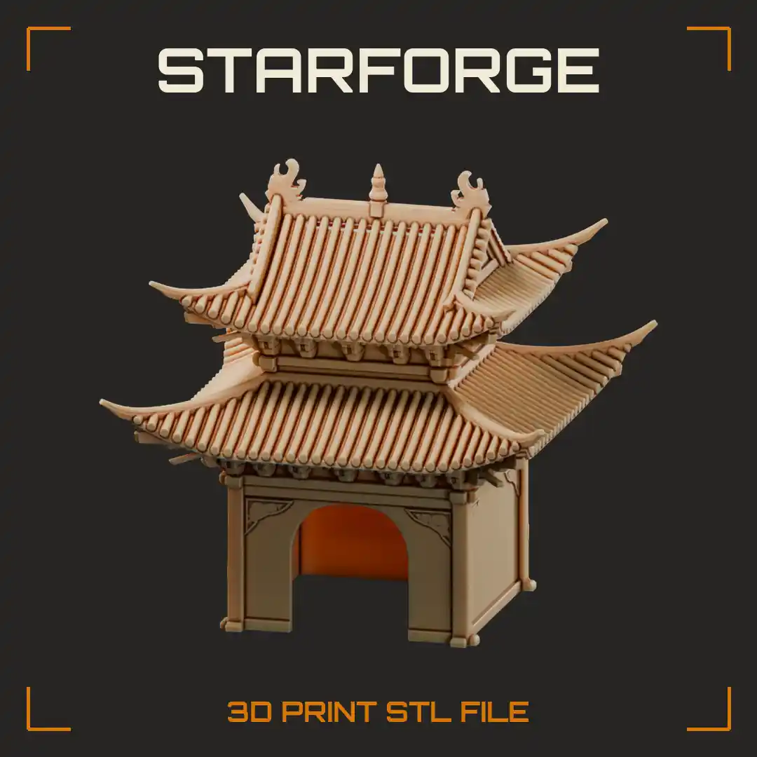 Double-Tiered Pagoda Pet Hide with Upswept Tiled Roofs and Arched Entrance