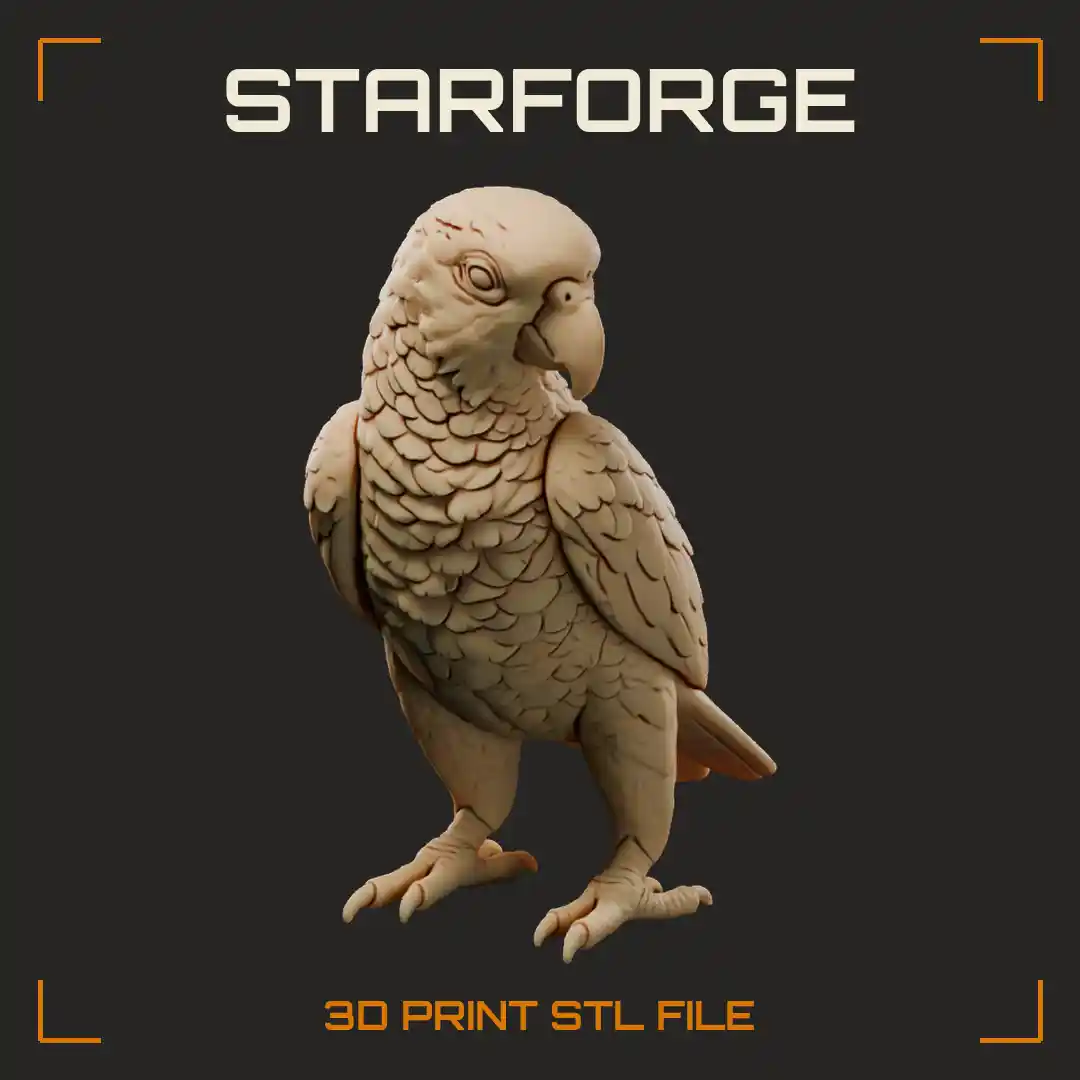 Double Yellow Headed Amazon Standing With Yellow Head Red Shoulders And Green Body - 3D Printable STL File