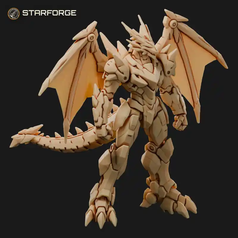 Dragon Themed Super Robot with Dragon Head Chest Armor Claws and Tail