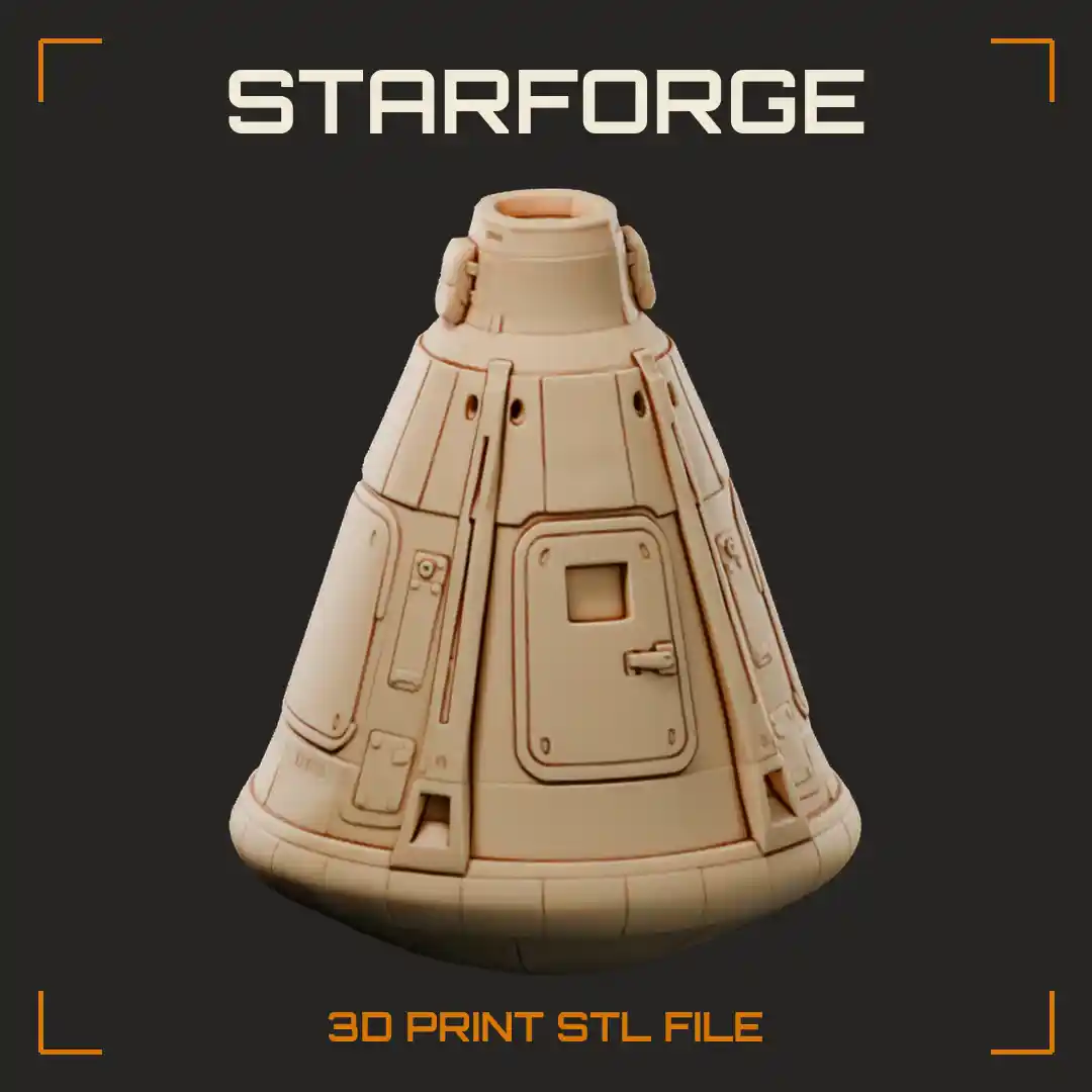 Drop Pod With Ablative Heat Shield Folding Petal Doors And Retro Thrusters