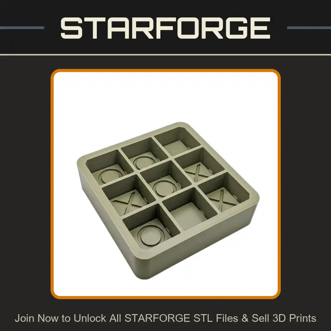 Durable Print-in-Place Portable Tic Tac Toe Game - 3D Printable STL File