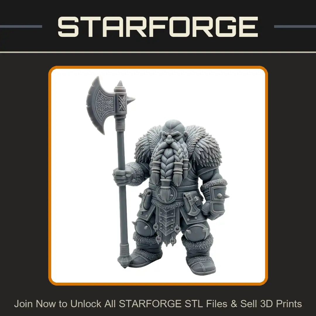 Dwarf Warrior Great Axe Braided Beard Fur Mantle Spiked Gauntlet Plate Armor Tassets Hatchet - View 1 of 2