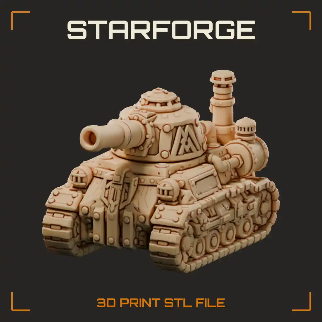 Dwarven Steam Tank With Riveted Hull Cannon Turret Smokestack And Treads