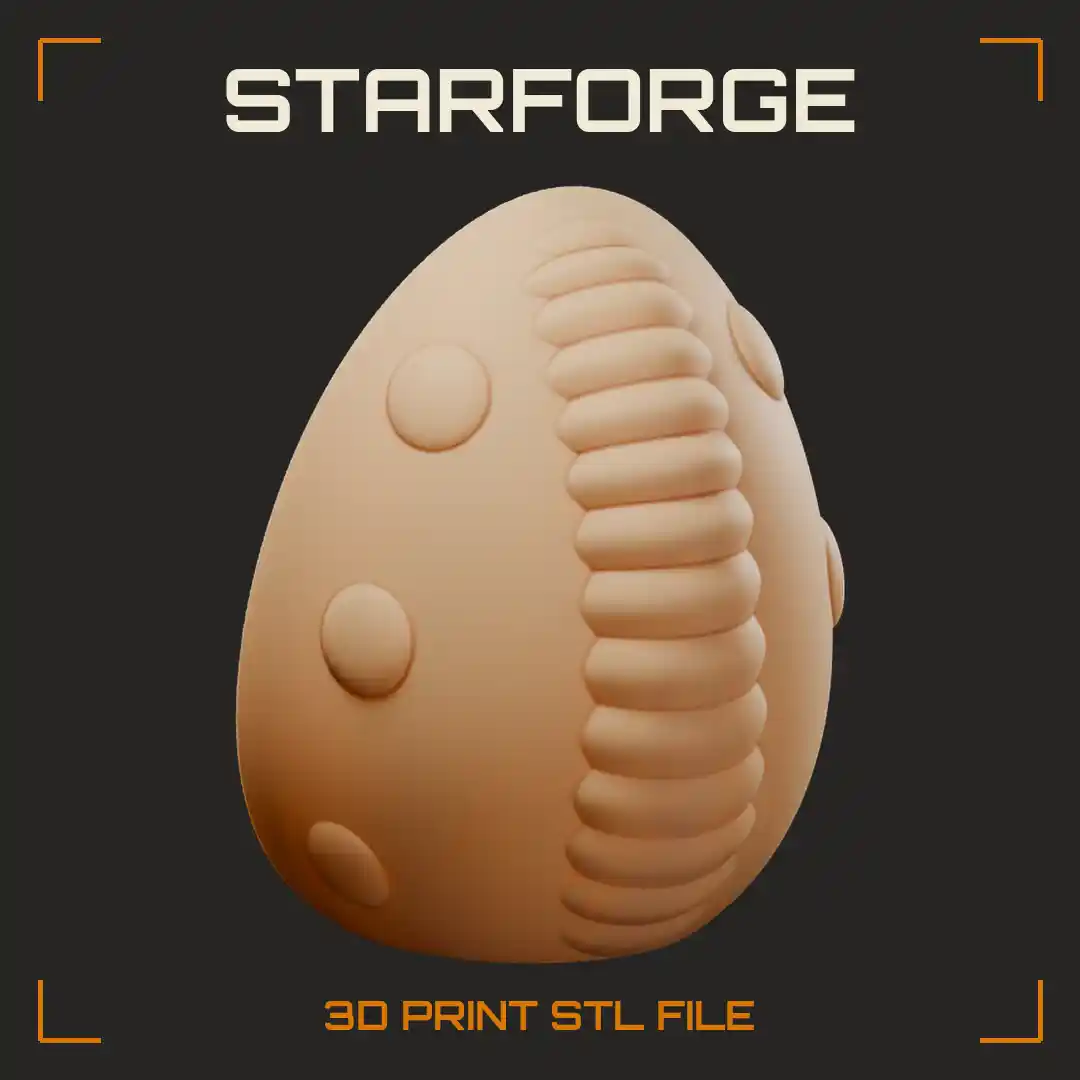 Egg Shaped Half Shell with Ribbed Central Ridge Round Studs and Hollow Cutaway Interior