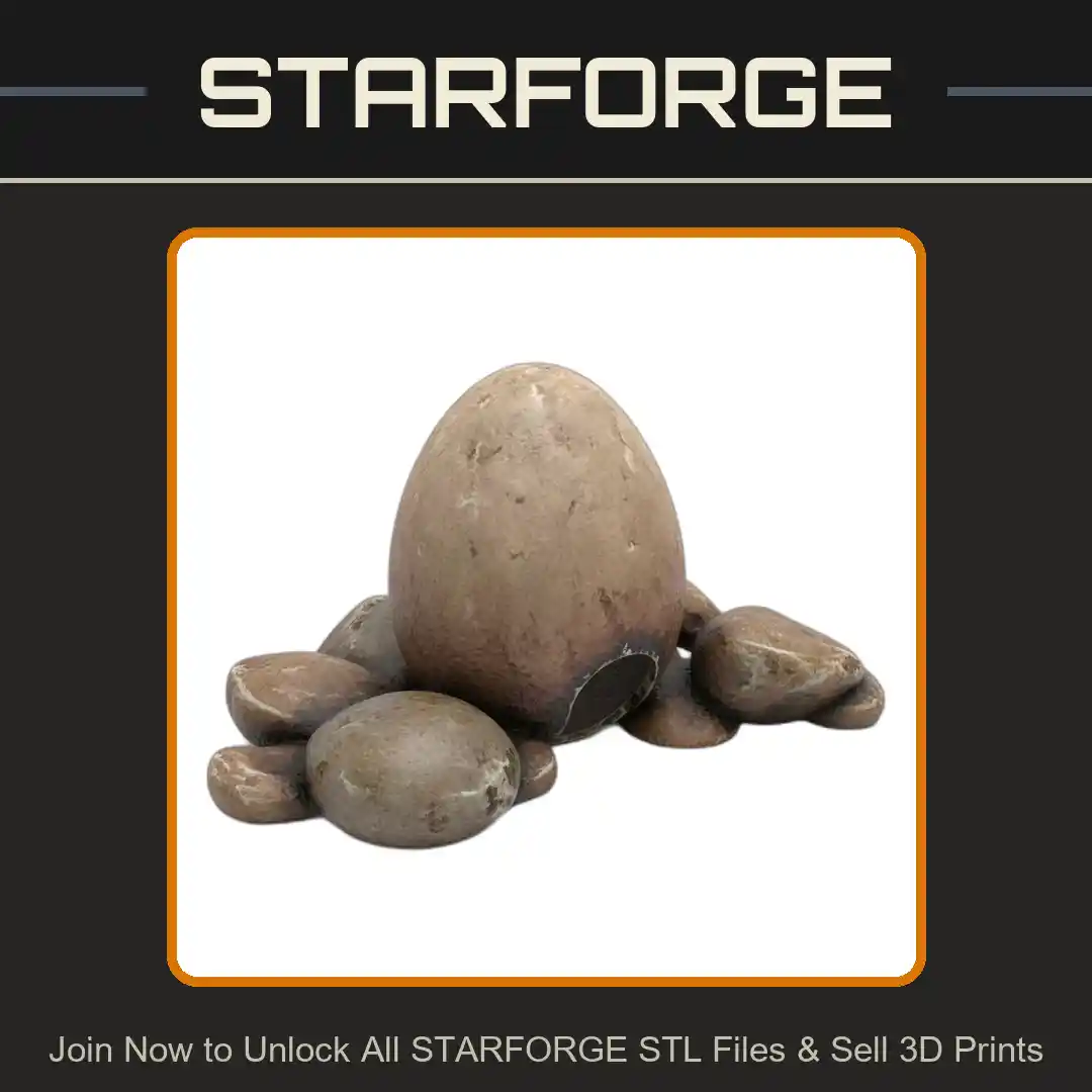 Egg Shaped Reptile Hide with Sculpted Rock Details for Terrariums - 3D Printable STL File