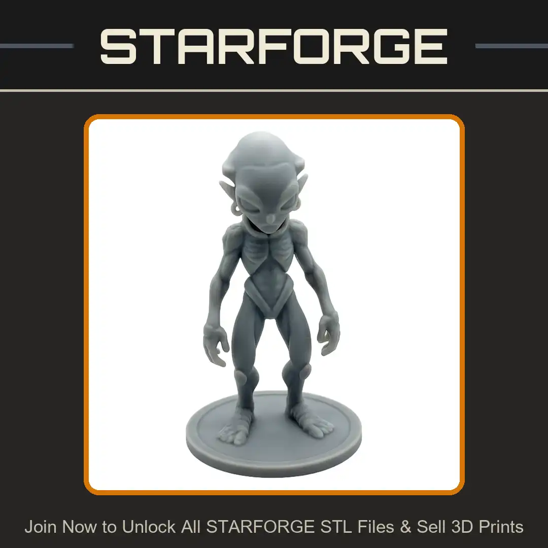 Elongated Head Alien Slender Humanoid Exposed Ribcage Pelvic Plate Hoop Earring Three Toed - View 1 of 2