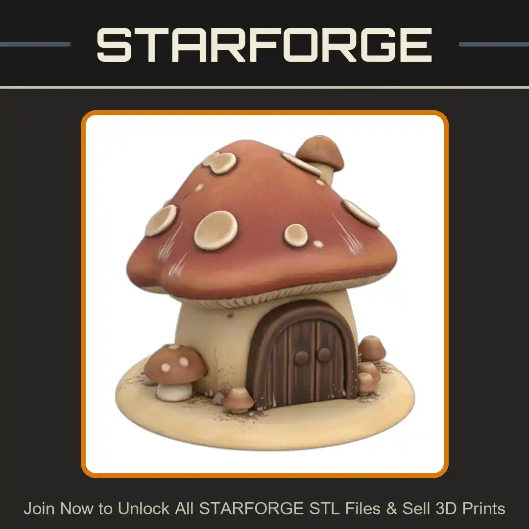 Enchanted Mushroom Cottage for Fairy Garden Settings - 3D Printable STL File