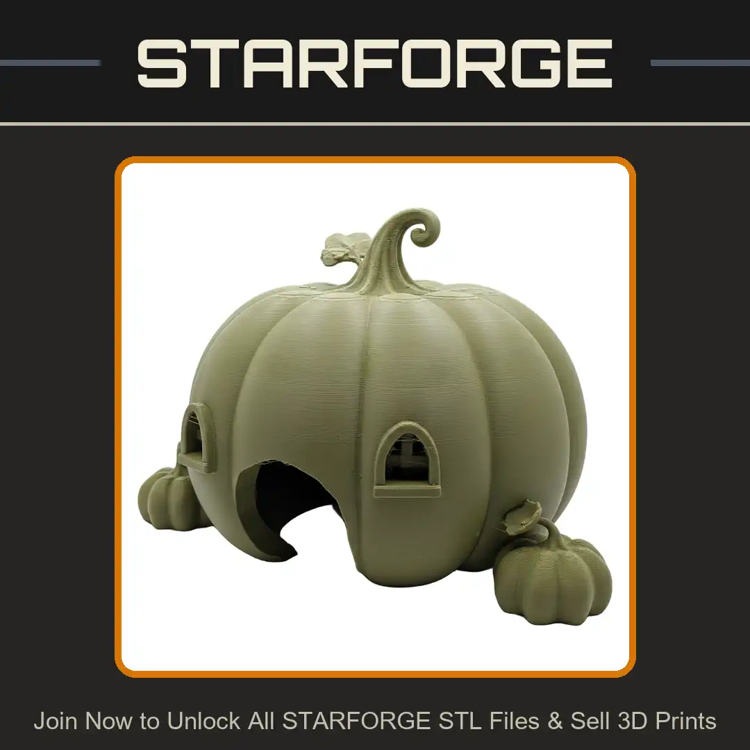 Enchanted Pumpkin House Fairy Cottage Arched Door Window Curly Stem Leaf Gourd Harvest - View 1 of 2