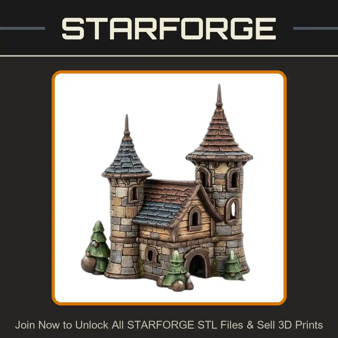 Enchanted Winter Castle Pet Hide for Small Animals - 3D Printable STL File