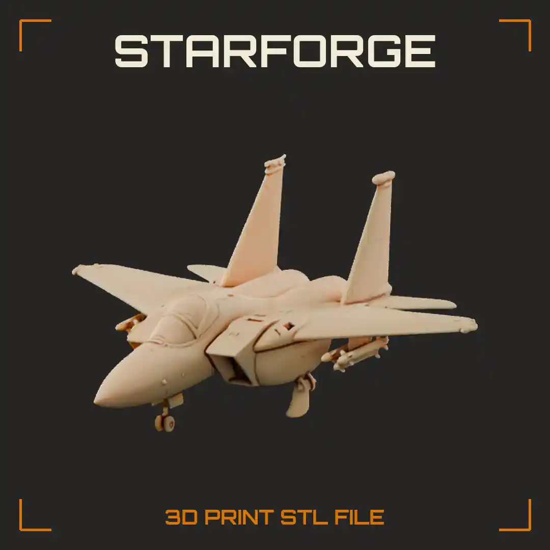 F-15 Twin Tail Air Superiority Fighter Jet with Bubble Canopy Box Intakes and Wing Pylons