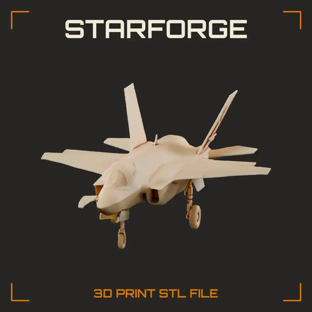 F-35 Stealth Fighter Jet with Single Engine Canted Twin Tails Caret Intakes and Landing Gear