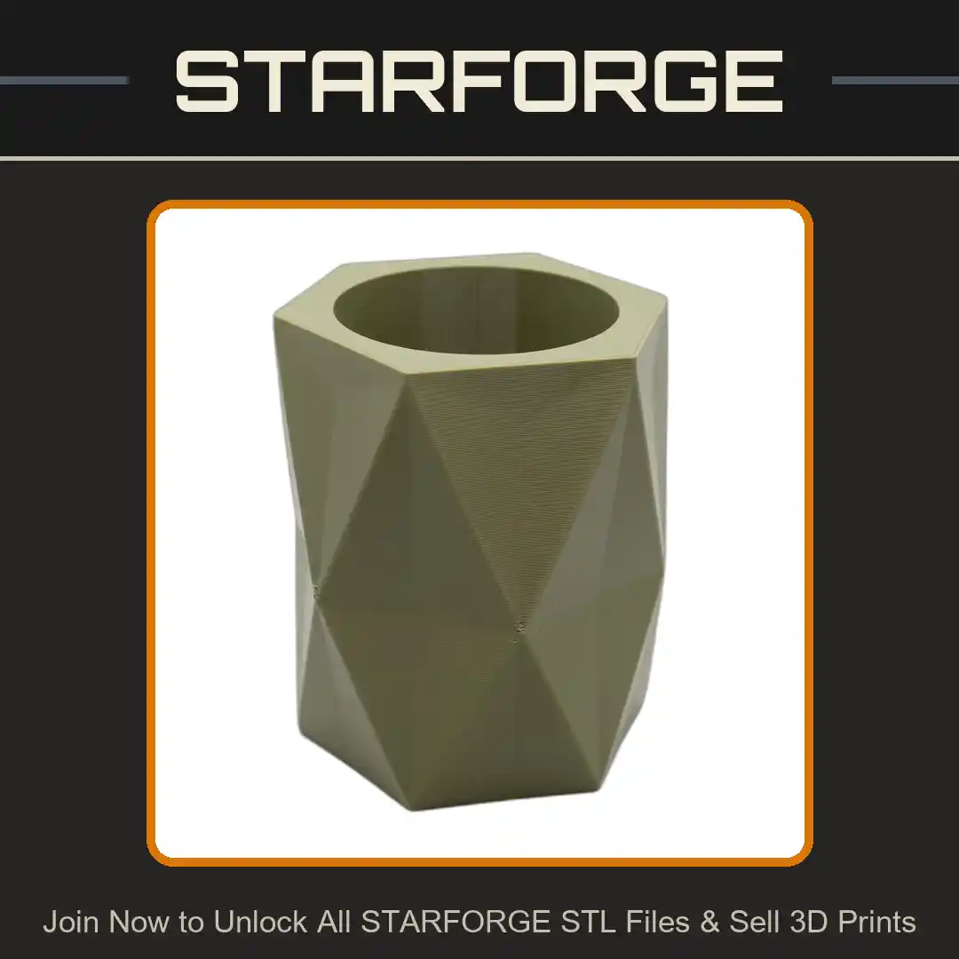 Faceted Geometric Hexagonal Design Planter Plant Pot - 3D Printable STL File