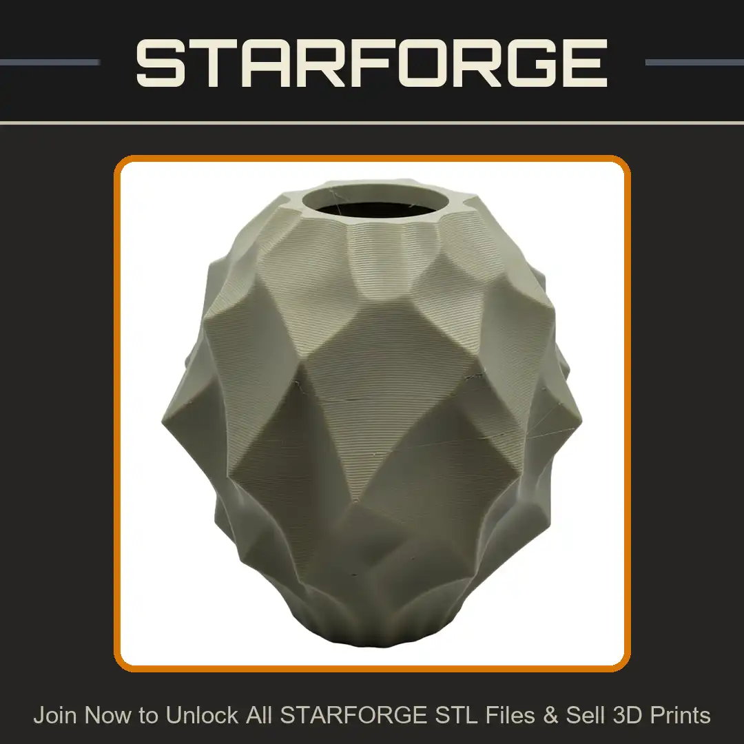 Faceted Geometric Low Poly Vase Planter Modern Abstract Crystalline Diamond Pattern Pot Vessel - View 1 of 2