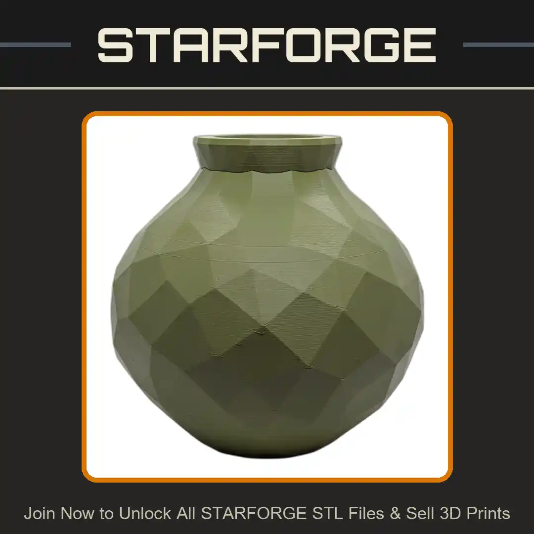 Faceted Geometric Round Pot Ivory Finish Planter Plant Pot - 3D Printable STL File