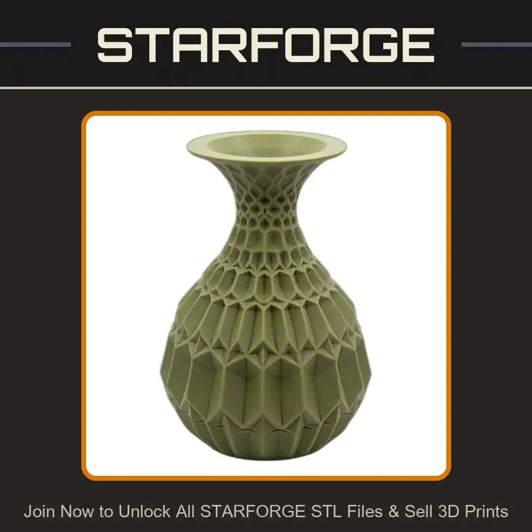 Faceted Geometric Vase Textured Surface Modern Design Planter Plant Pot - 3D Printable STL File