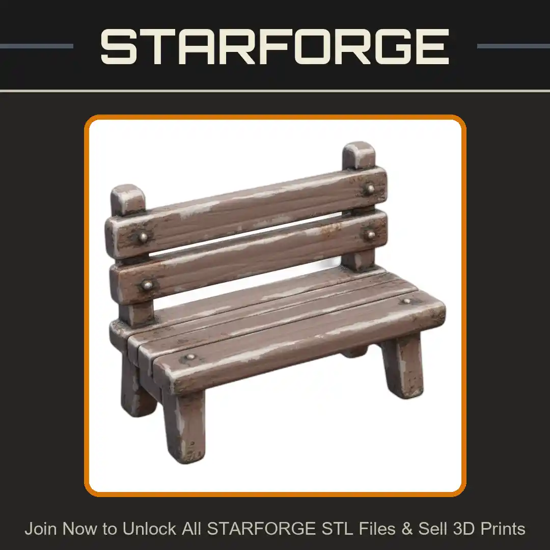 Fairy Garden Classic Wooden Bench for Outdoor Decor - 3D Printable STL File