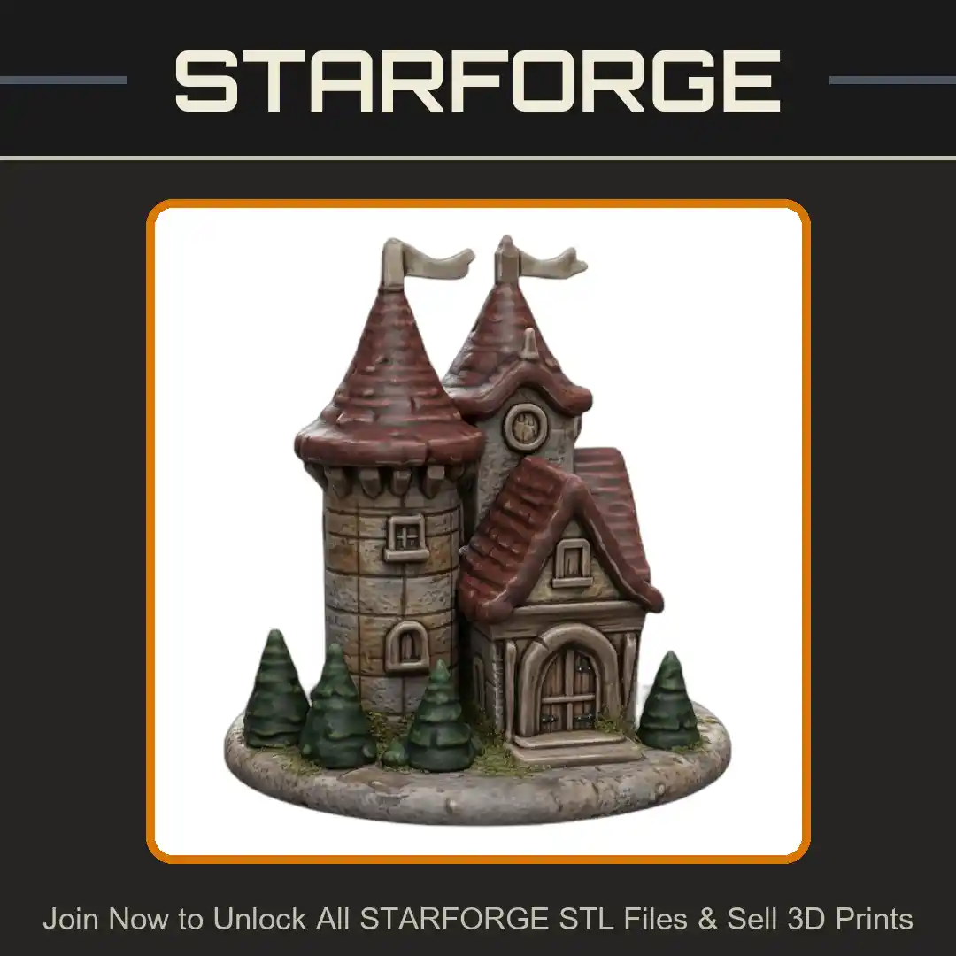 Fairy Garden Cozy Winter Castle with Snowy Towers - 3D Printable STL File