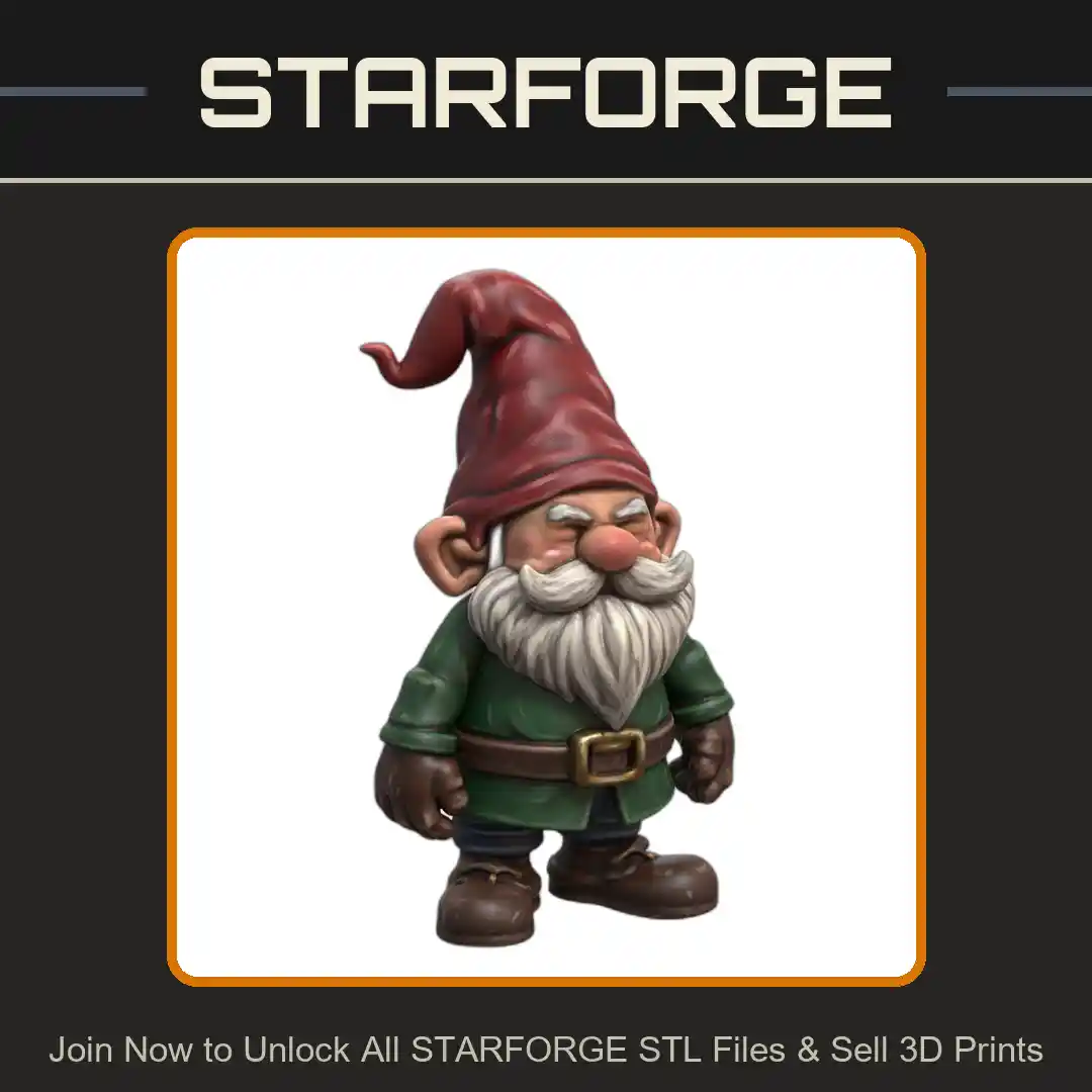 Fairy Garden Decor Classic Bearded Gnome with Pointed Hat - 3D Printable STL File