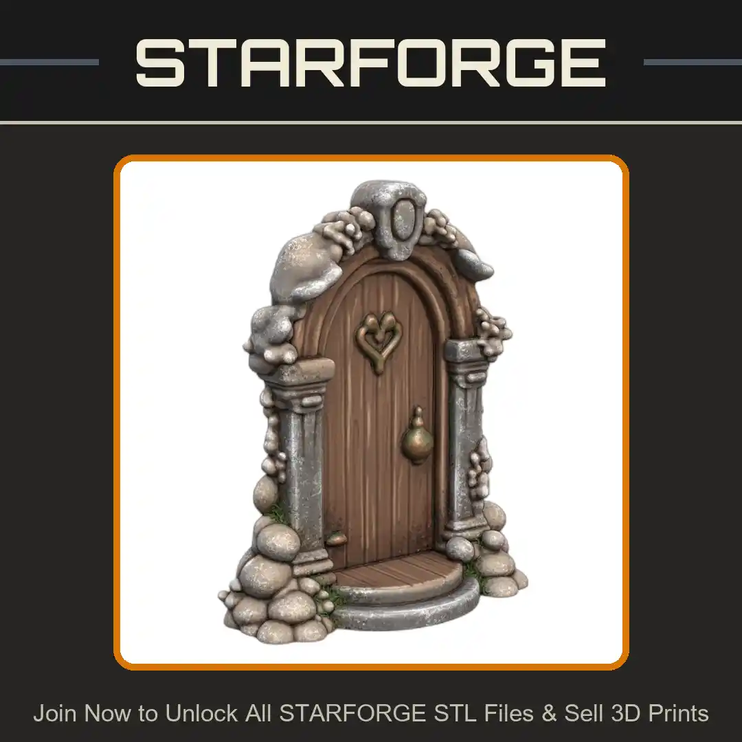 Fairy Garden Enchanted Cottage Door with Heart Symbol - 3D Printable STL File