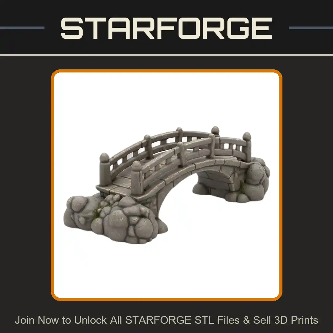 Fairy Garden Enchanted Stone Bridge with Railings - 3D Printable STL File