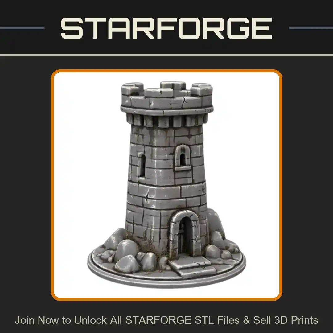 Fairy Garden Fortress Tower with Stone Base Decoration - 3D Printable STL File