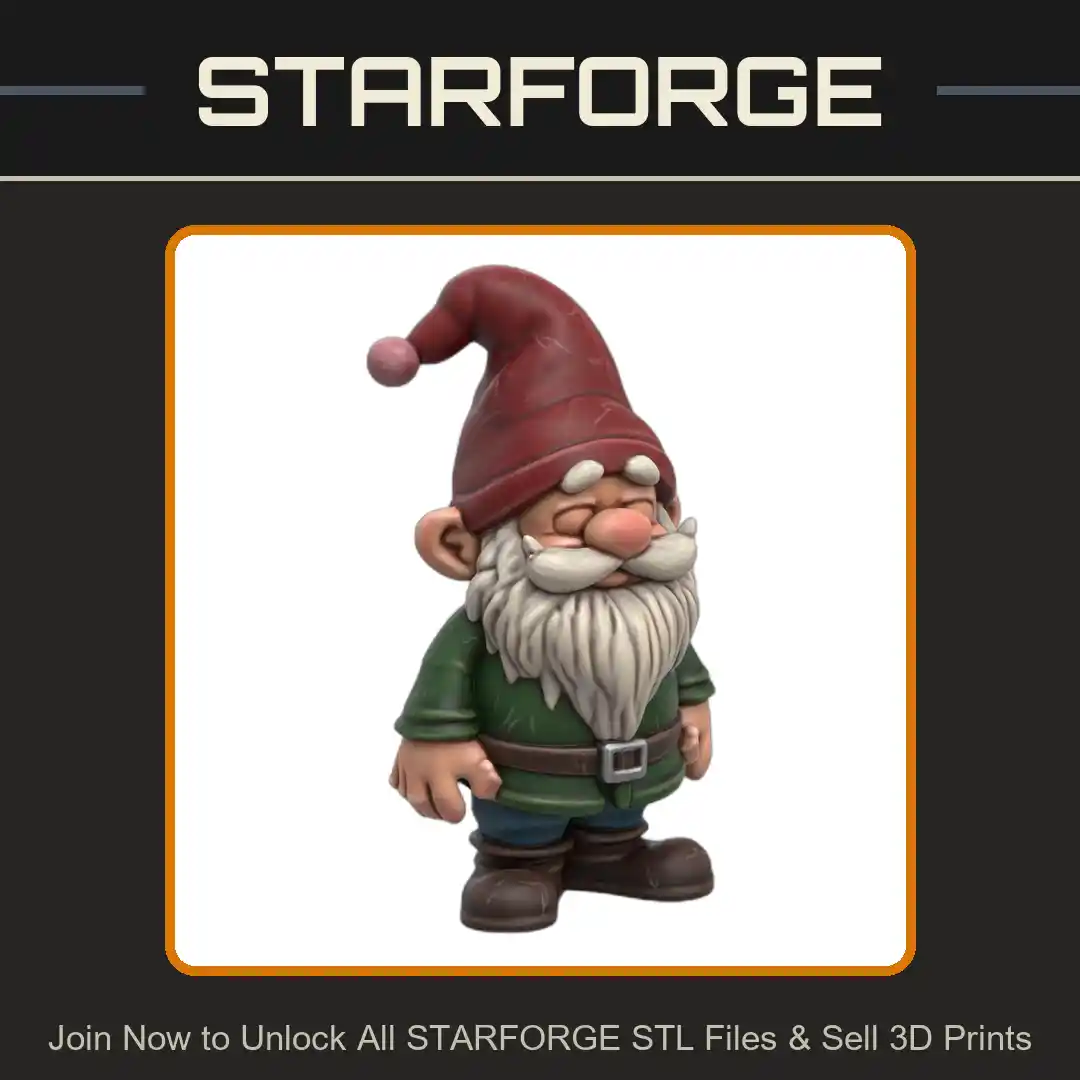 Fairy Garden Jolly Bearded Gnome with Santa Hat - 3D Printable STL File