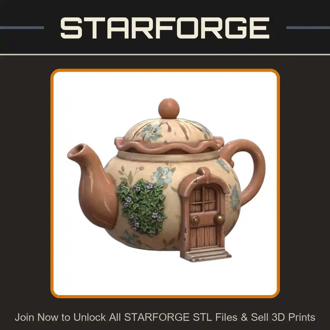 Fairy Garden Whimsical Teapot Cottage with Door and Windows - 3D Printable STL File