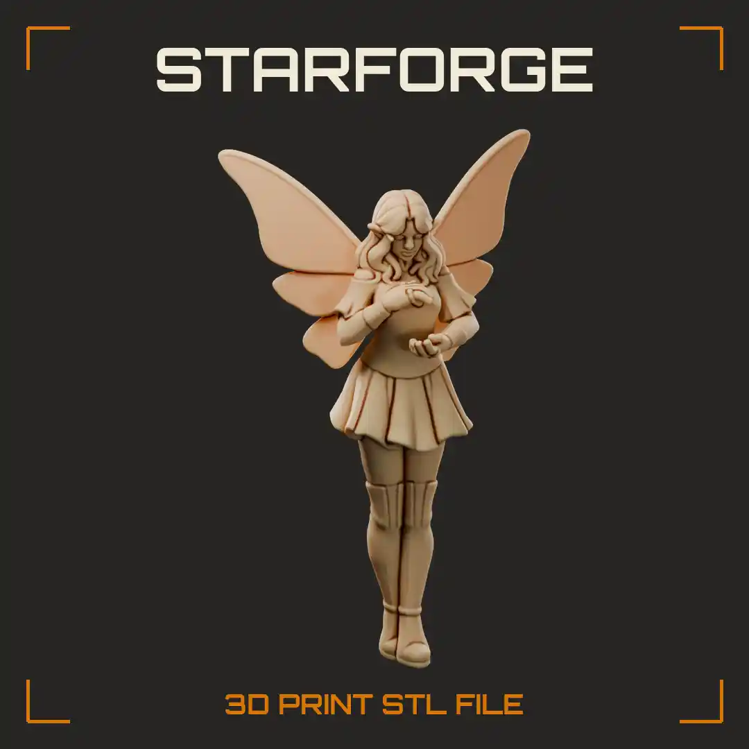 Fairy Sorcerer with Butterfly Wings Pleated Skirt and Thigh-High Boots