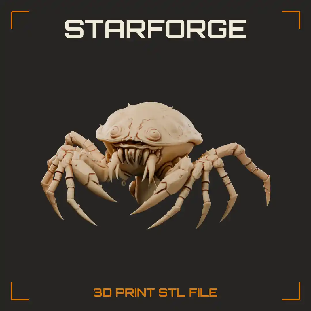 Fanged Corpse Crab Monster with Studded Blistered Shell and Spindly Jointed Legs - 3D Printable STL File