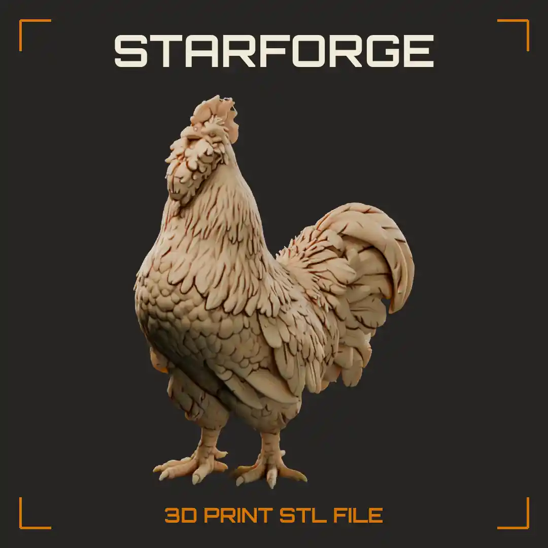 Faverolles Chicken Rooster Standing With Bearded Face Feathered Feet And Full Tail