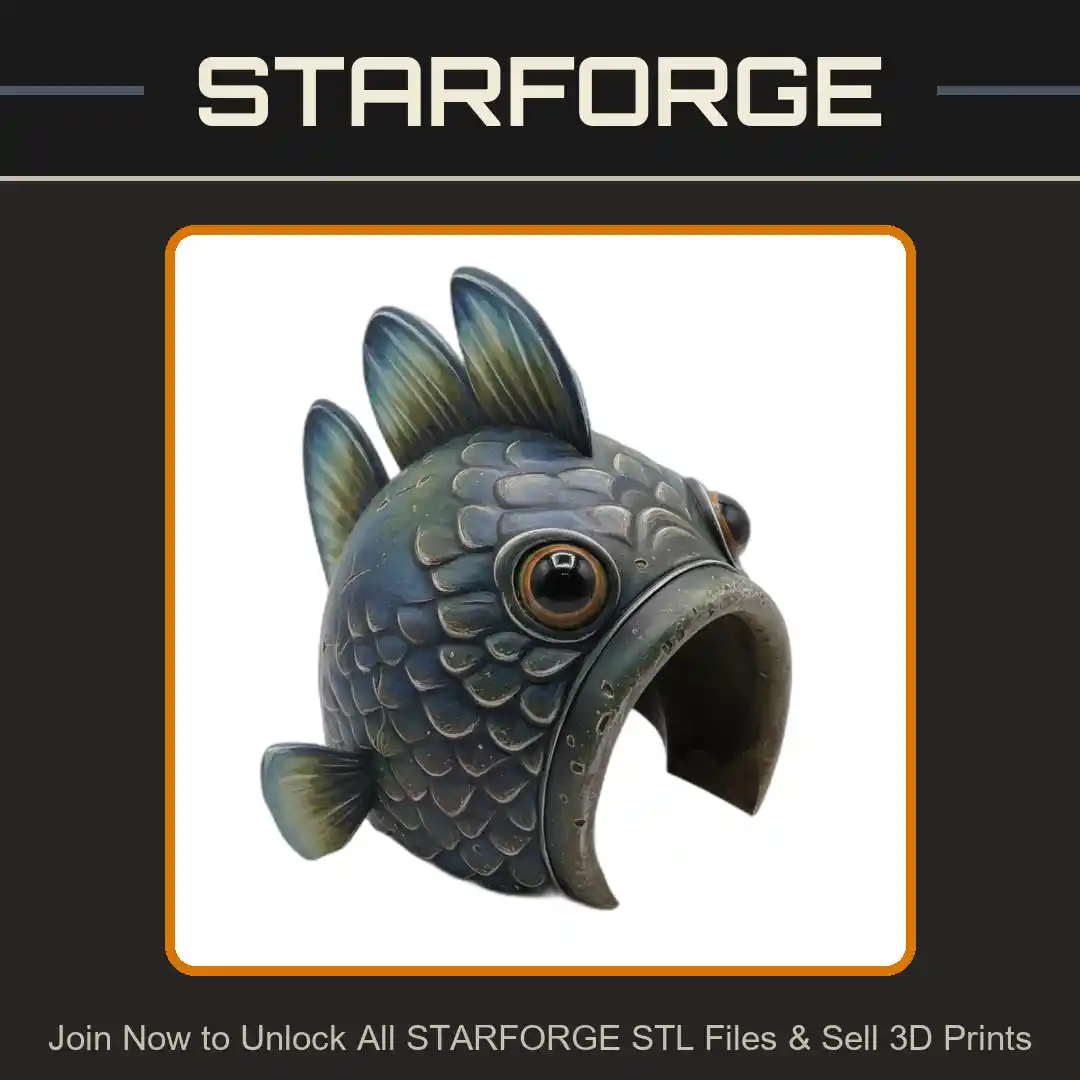 Fish Shaped Hideout Scales Fins Open Mouth Entrance Reptile Fish Tank - 3D Printable STL File