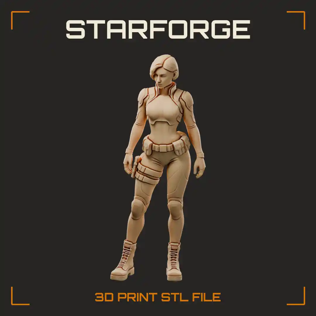 Fit Female Soldier in Armored Bodysuit with Utility Belt Thigh Holster and Combat Boots
