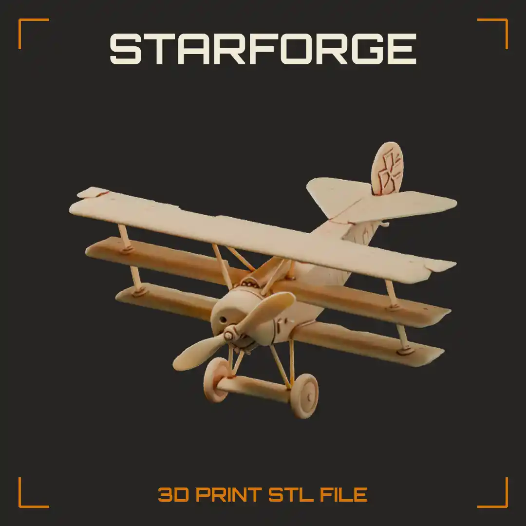 Fokker Dr1 Triplane with Stacked Wings Rotary Cowling Axle Wing and Tail Skid