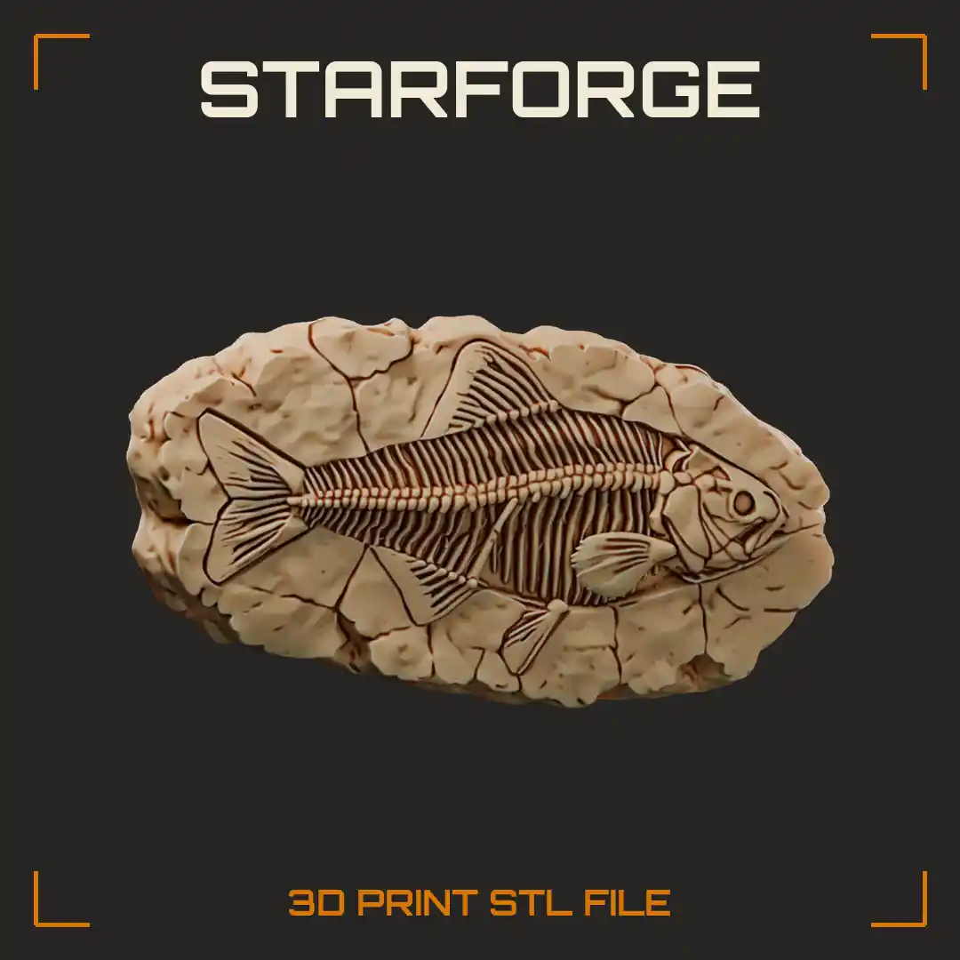 Fossil Fish in a Stone Slab with Skull Spine Rib Bones Fin Rays and Tail