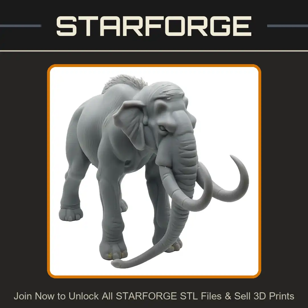 Four Tusked Mammoth Mastodon Prehistoric Woolly Ice Age Ancient Elephant Standing - View 1 of 2